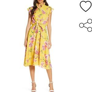 JULIA JORDAN Midi Tie Waist Shirt Dress Size 12